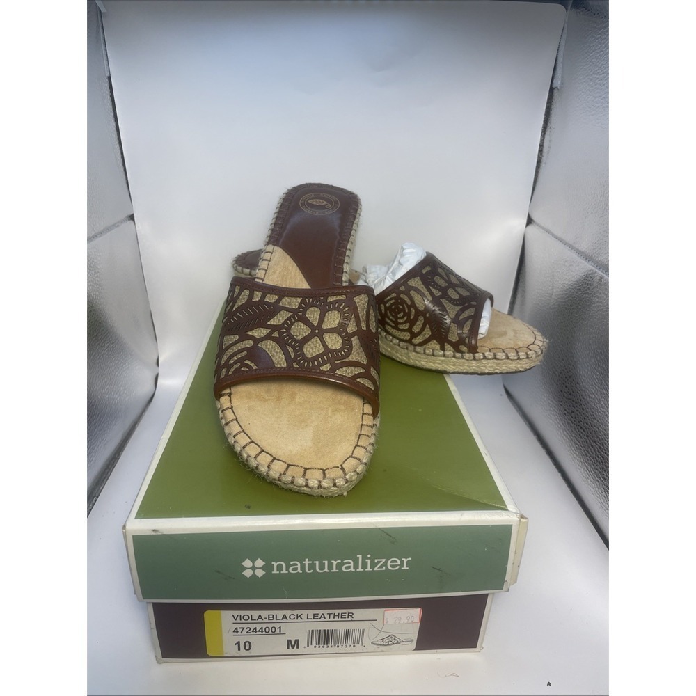 Naturalizer Leather Upper Slides Size 10 Medium Brazil